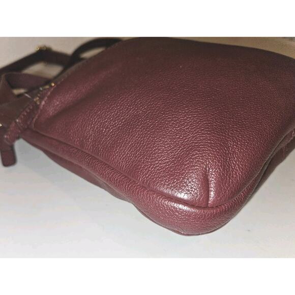 Fossil Leather Crossbody Handbag Burgundy 11x9 - Picture 6 of 9